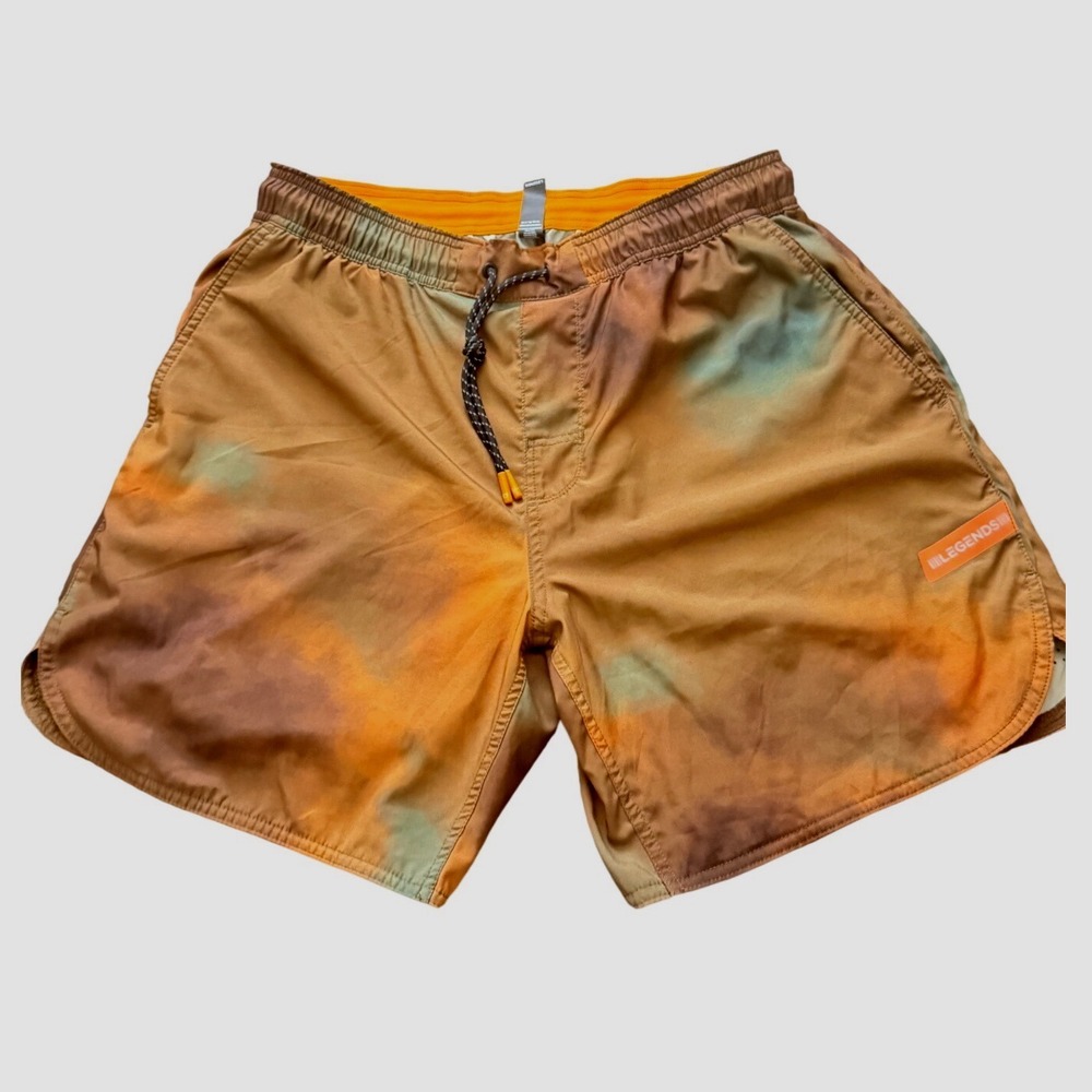Legends Luka Shorts Mens Large Orange Brown Athletic Training Gym 6" zz110